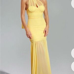 Strapless Yellow Evening Dress